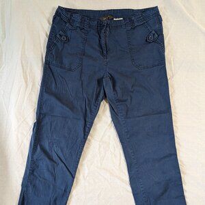 DENVER HAYES WOMEN'S BLUE PANTS 12 X 28 BUTTON ZIPPER FLY COTTON FASHION WEAR